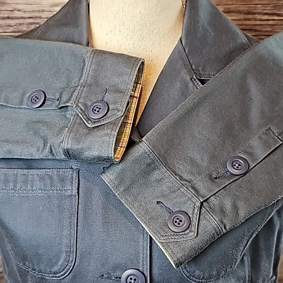 NEW VINTAGE L.L.BEAN BLUE LONG SLEEVE BUTTON-UP CROPPED JACKET - Picture 9 of 16